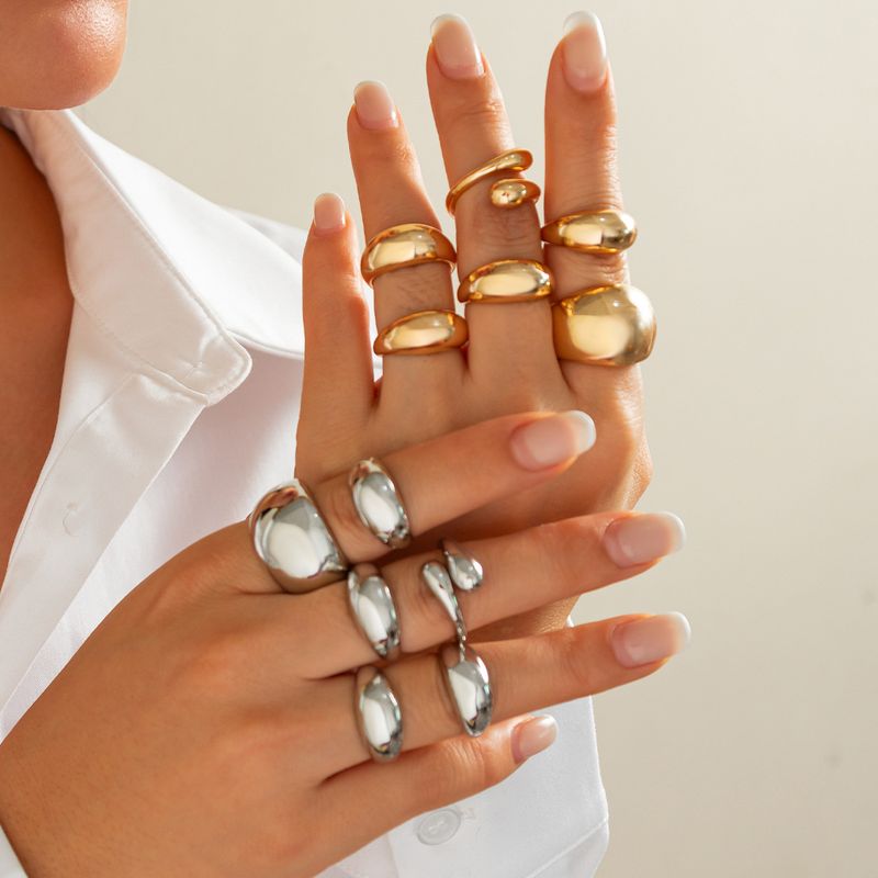 Anillo de aleación de alta gama con diseño geométrico y personalidad para mujer_voghion.com
