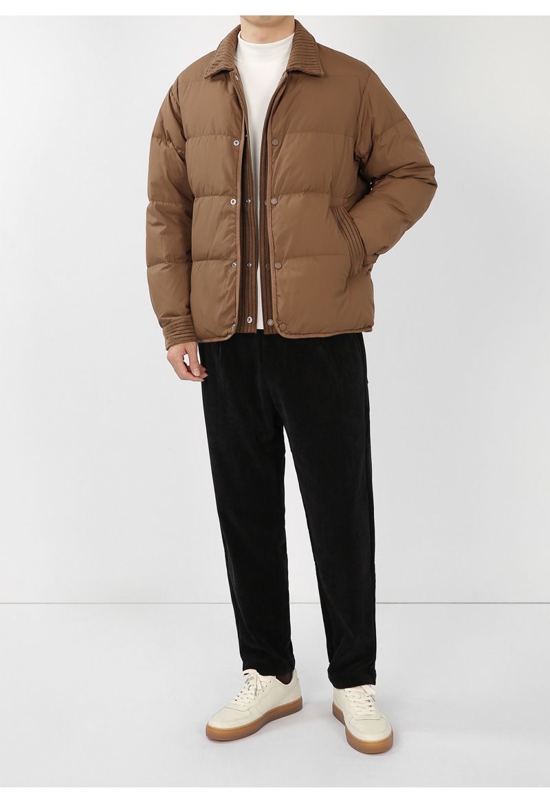 Men's Winter Stand Collar Short Down Jacket With 90% White Duck Down, Fleece Lined, Warm And Stylish Casual Puffer Coat_voghion.com