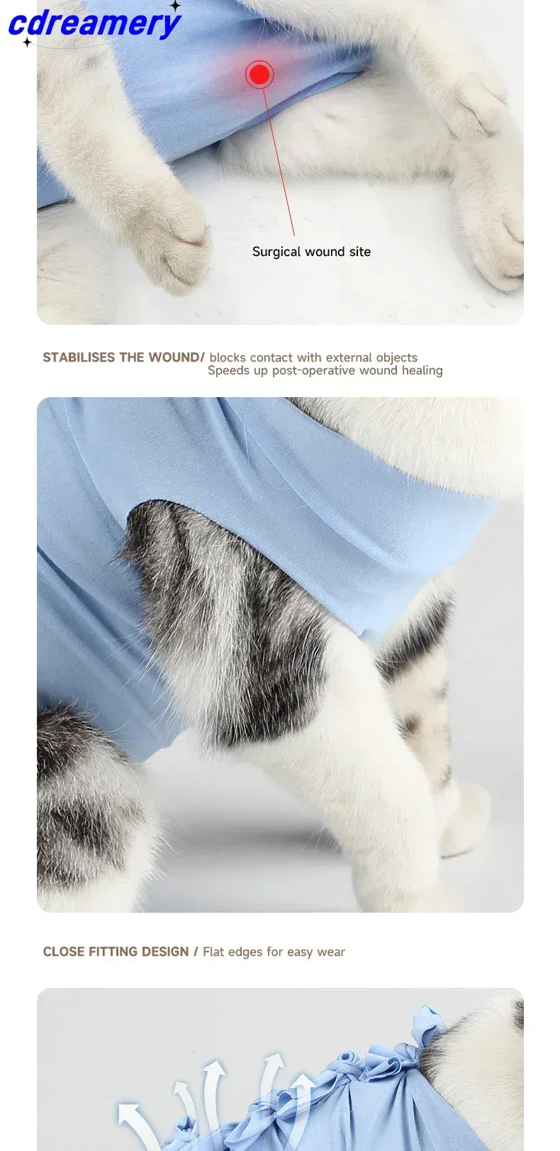 Kattenkleding, anti-lik, desinfectie, postoperatieve herstelkleding, ademende fysiologische hond, anti-krablichaam_voghion.com