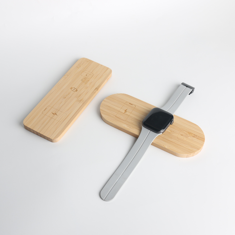 Bamboo and wood three-in-one wireless charger is suitable for Apple mobile phone headset iwatch watch multi-function wireless charging_voghion.com