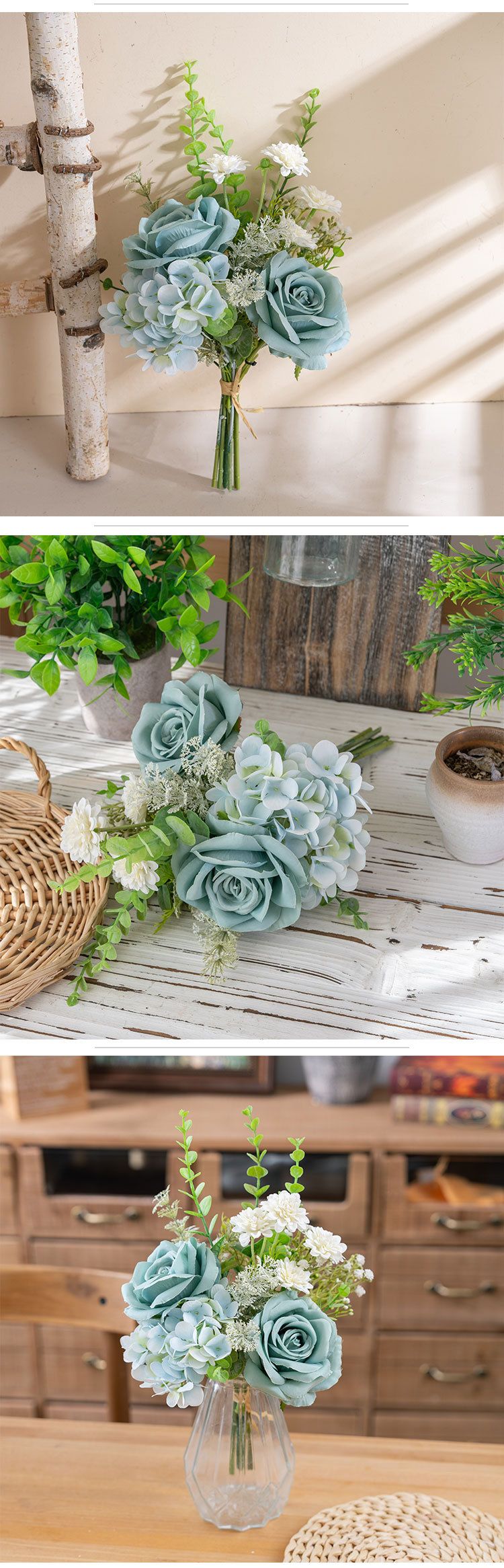 Simulation de printemps et de lettres Fleur Décoration de la maison Conception de fleurs Bouquet à la main Décoration murale Tenture murale_voghion.com