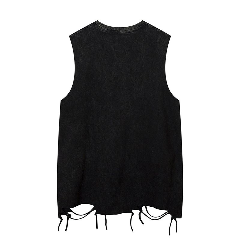 Gilet senza maniche, versatile, estivo, stile retrò, da uomo, stile High Street, vecchio, lavato, in cotone._voghion.com