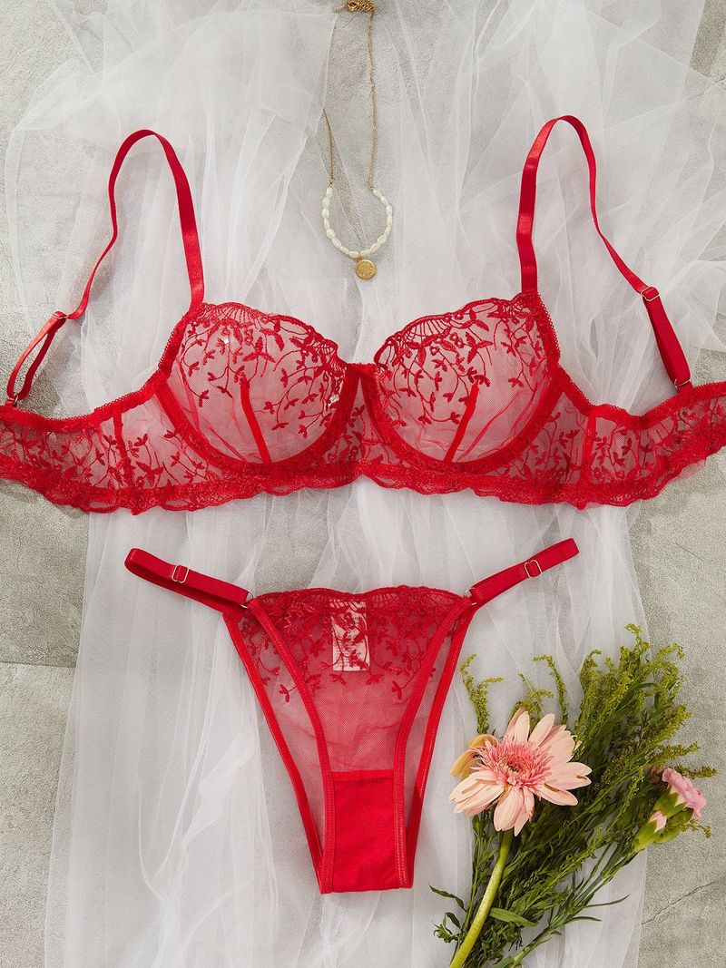Kajiano Cross Border Foreign Trade Autumn New Mesh Embroidery Perspective Sexy Niche Design Emotional Fun Suit With Steel Ring_voghion.com