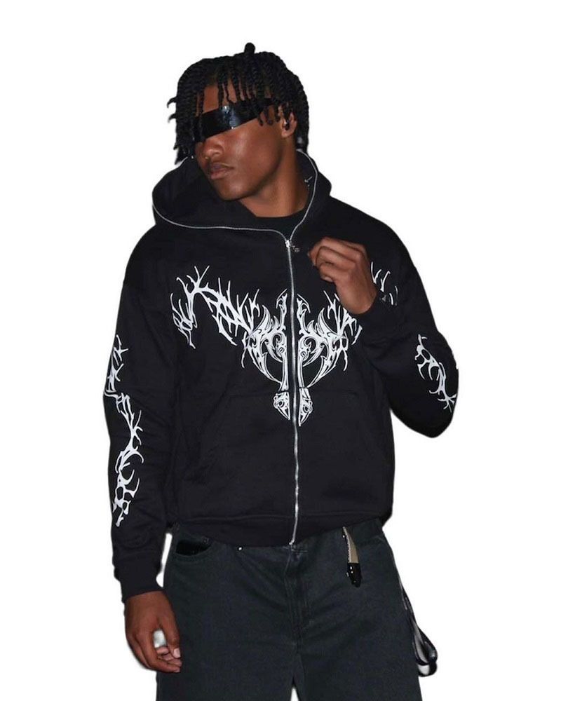 Sudadera con capucha estilo europeo y americano para otoño e invierno, nueva sudadera con capucha con estampado gótico, moda urbana, punk, deportiva, Y2k, tendencia_voghion.com