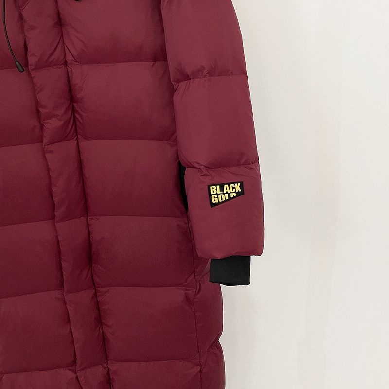 Abbigliamento da donna Giacca lunga con cappuccio e finiture in pelliccia di volpe, 90% piumino d'oca, nylon impermeabile, elegante e caldo cappotto invernale_voghion.com
