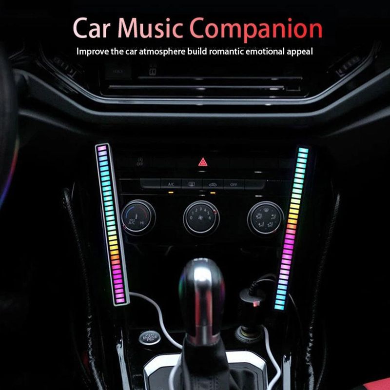 Oświetlenie nastrojowe do samochodu Pick Up, sterowanie głosem LED za pomocą aplikacji, Bluetooth RGB, komputer stacjonarny, światło wykrywające rytm_voghion.com