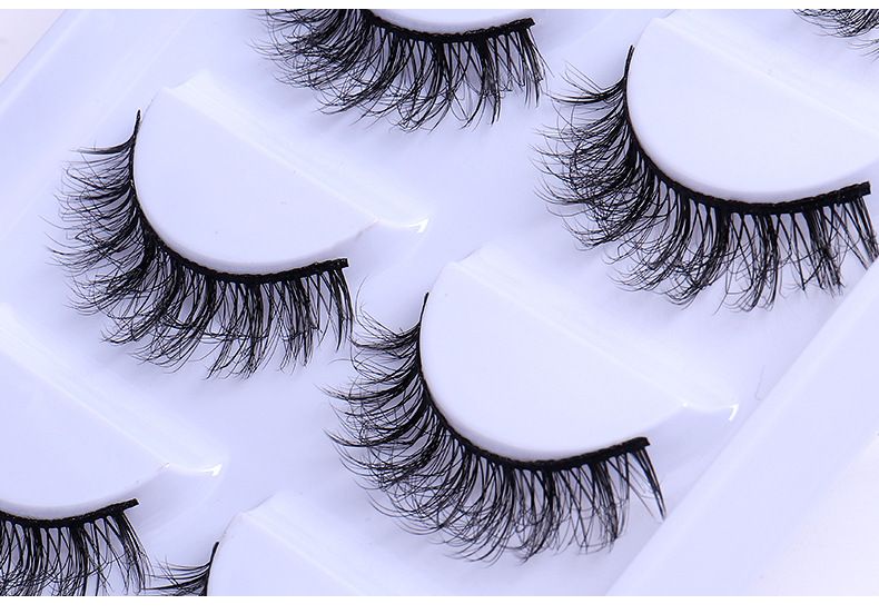 Doppeltes Augenlid, europäische und amerikanische falsche Wimpern, 3D, 5 Paar weiche, gekreuzte Curling-Wimpern_voghion.com