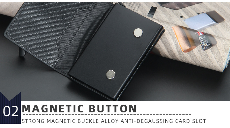 Capas para passaporte e carteiras Novo porta-cartões antimagnético masculino curto RFID automático fivela de cartão zíper porta-cartões_voghion.com