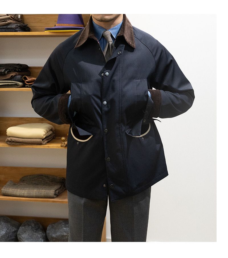 Men's Clothing Retro Khaki Waterproof Windbreaker Jacket Autumn And Winter Casual Men's Corduroy Lapel Gentleman Jacket_voghion.com
