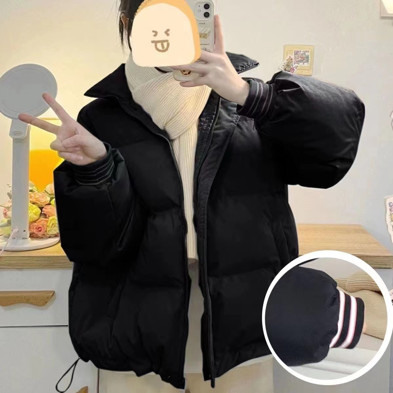 Giacca corta imbottita in cotone da studentessa alla moda femminile_voghion.com