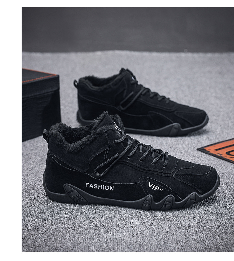 Scarpe in cotone a cinque dita 2023 Scarpe invernali in velluto antiscivolo da uomo Stivali in cotone caldo casual da giovane di media altezza Stivali corti alla moda_voghion.com