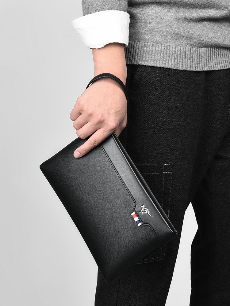 Leather Clutch For Men Zipper Wallet Card Fashion Business Square Phone Ipad Pouch Hand Porter Bag Briefcase Designer_voghion.com