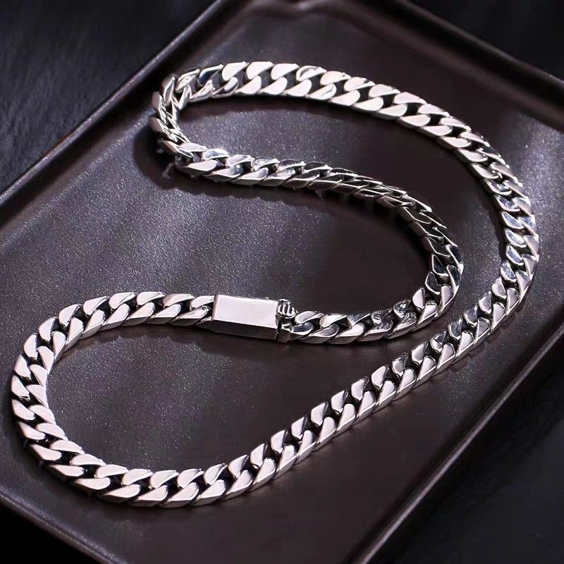 Collana cubana in argento sterling per uomo, elegante e alla moda, regalo hip-hop con catena spessa._voghion.com