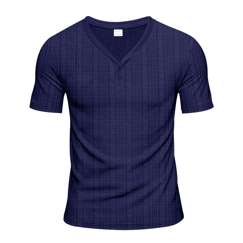 Sommer Herren Leinen Bambus Locker Atmungsaktiv Lässig Tough Guy Kurzarm Henley T-Shirt_voghion.com