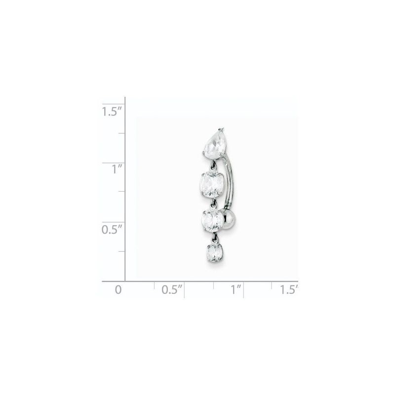 10k White Gold Tops Down W/4 Dangle Czs Belly Dangle_voghion.com