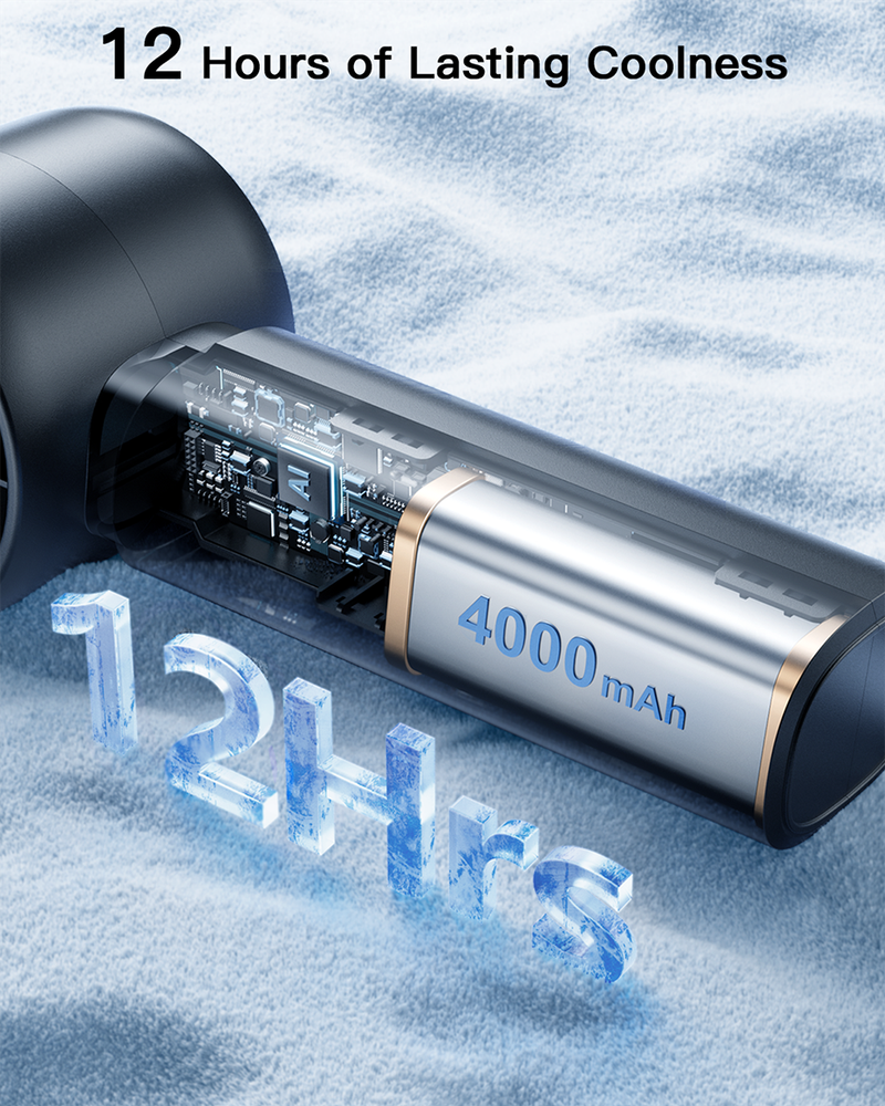 coldSky Handheld Mini 4000mAh Battery Portable Rechargeable With LED Display 5 Speed Turbo Fan For Beach Travel Vacation_voghion.com