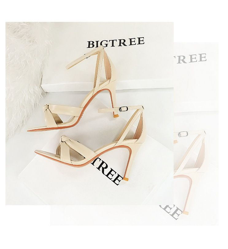 927-A6 Fashion Hollow Open Toe Cross Strap Summer High Heel Women's Shoes with Sandals_voghion.com
