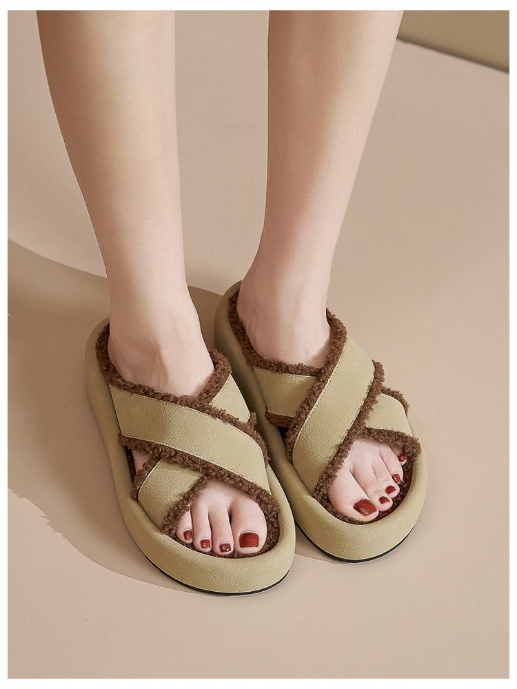 SH213-32025 Herbst und Winter Neue Casual Fashion Non-Slip Soft Bottom Pelzigen Schuhe für Frauen_voghion.com