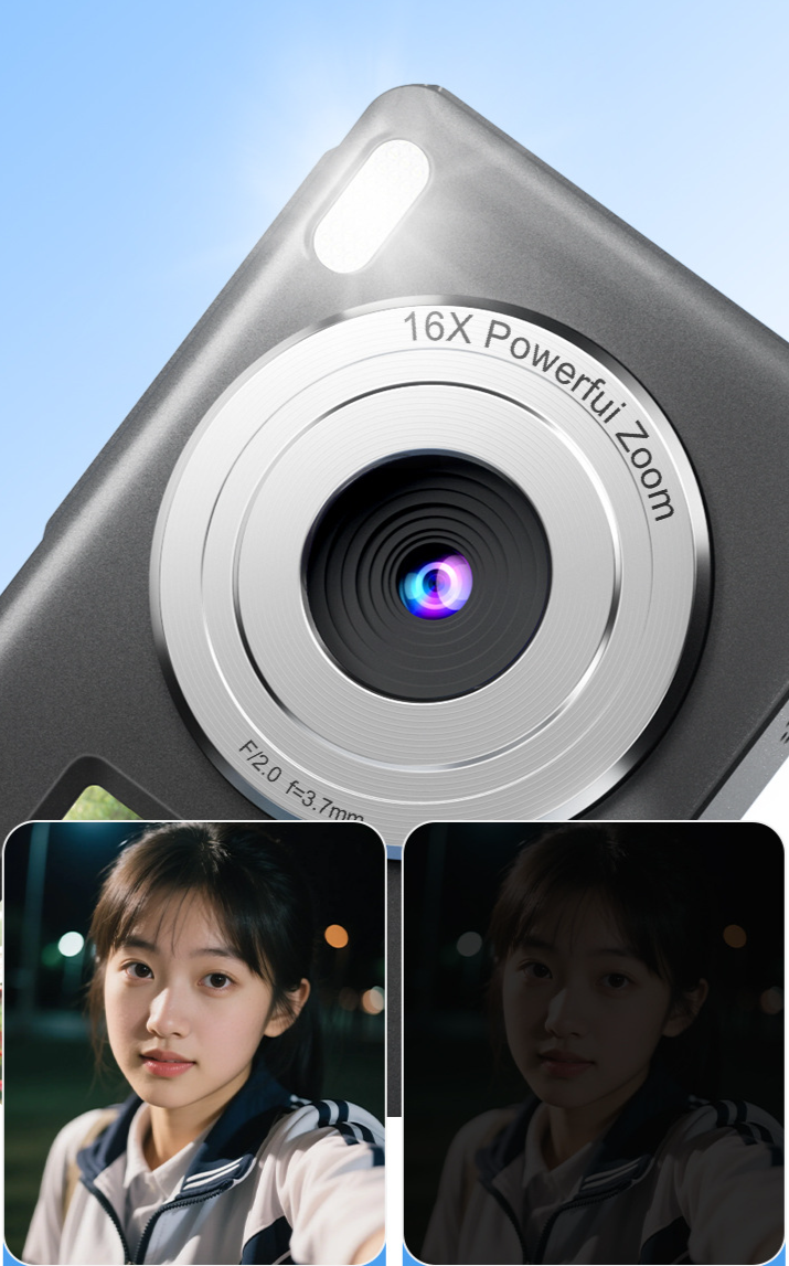 HD 4K Color Dual Screen Digital CCD Campus Student Party Selfie Pocket Anti-Shake Camera_voghion.com