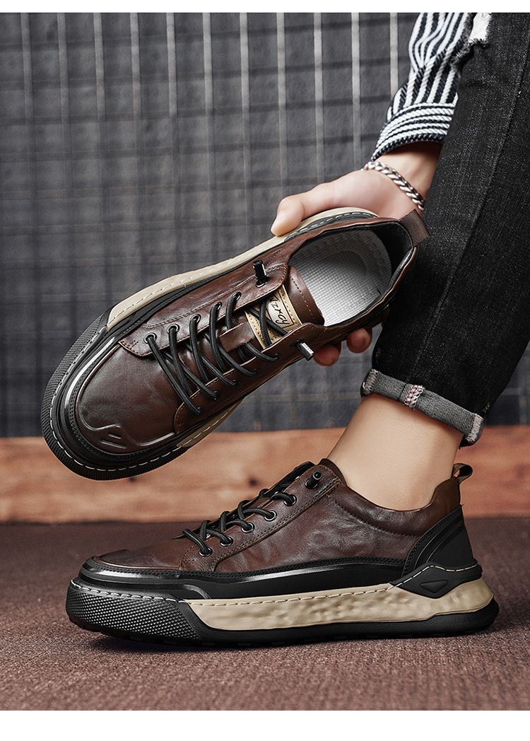 Men's autumn chef, kitchen, work, waterproof, non slip, casual leather shoes, one foot sports, soft soled safety shoes_voghion.com
