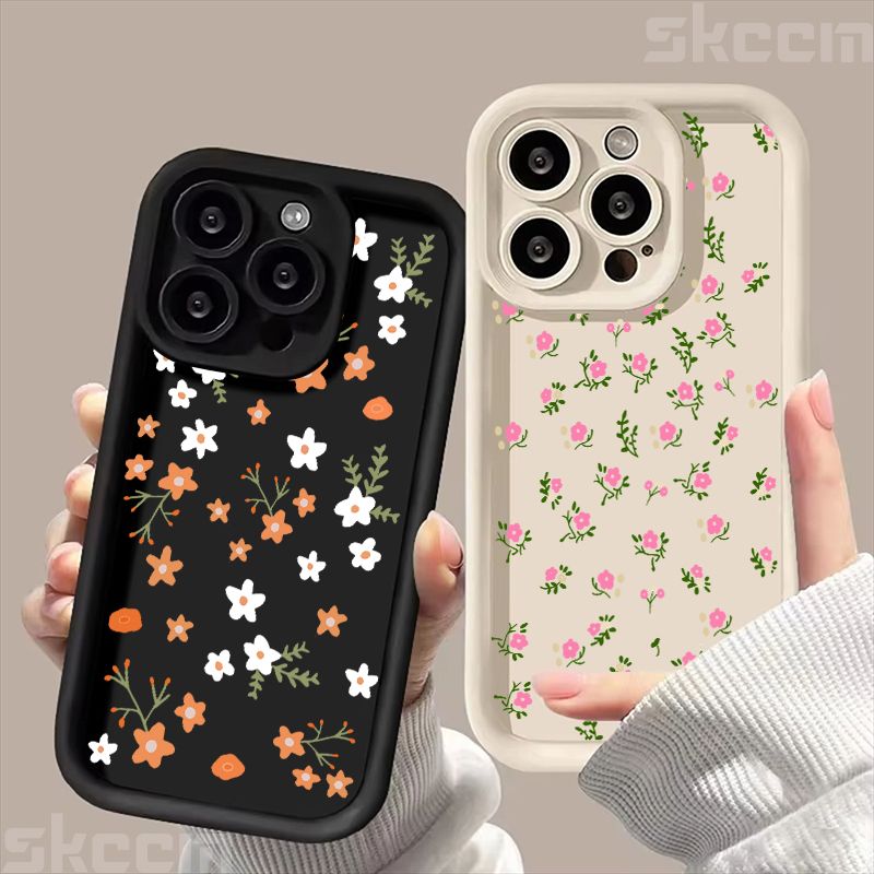 Niedliche kleine Blumenmuster-Silikon-Softphone-Hülle für iPhone 16 Pro Max 15 14 Plus 13 12 11 XS Max X XR 7 8 Plus 16E Cover_voghion.com