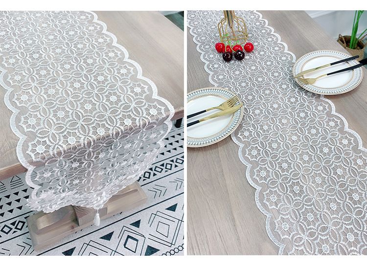 Table basse Meuble TV Nappe Tissu en dentelle Coiffeuse Table Drapeau Meuble à chaussures Longue housse anti-poussière Tissu_voghion.com