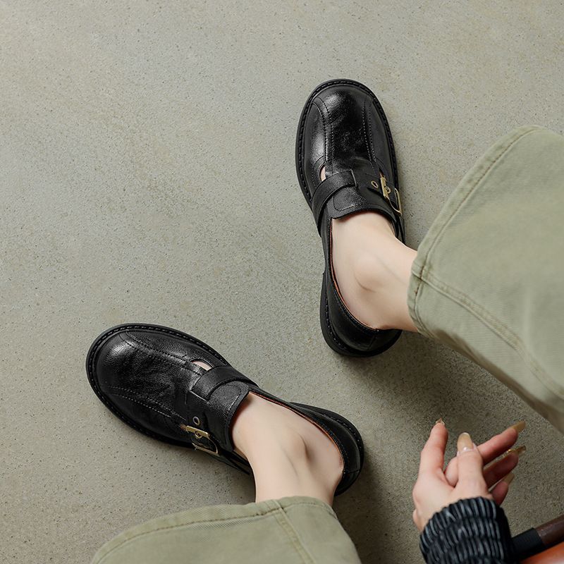 Nischen-Designer-Loafer im britischen Stil, Leder, neue Slip-On-Einzelschuhe für Damen mit größerer Größe_voghion.com