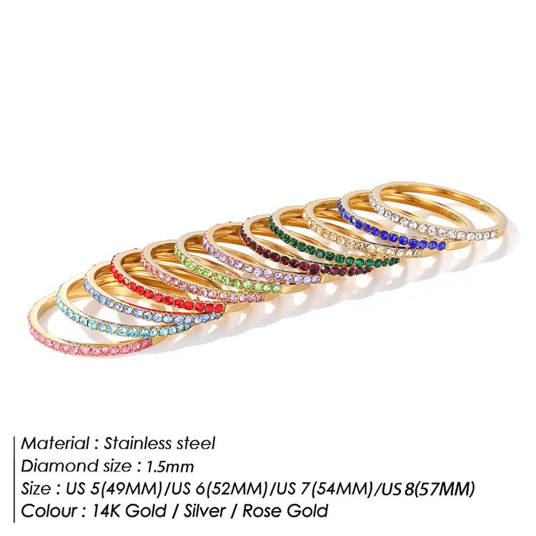 Damenschmuck Edelstahl Geburtsstein Zirkonia Ring mit Vollpavé-Steinen, Einzigartiges geometrisches Design Statement-Stil Geburtsstein Zirkon Ring Nische_voghion.com