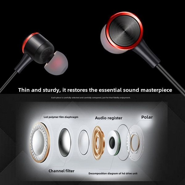 Headset Wired Headset Sports In-ear Gaming Moving Coil With Microphone Line Control Cell Phone Earbuds_voghion.com