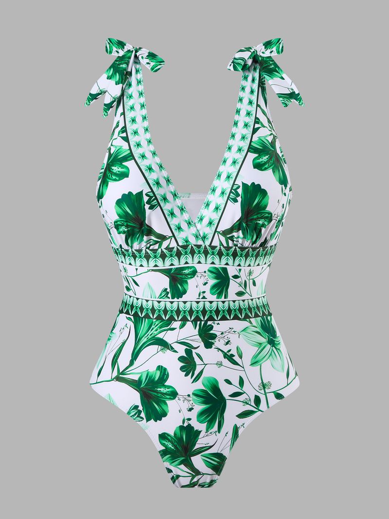 Maillot de bain une pièce sexy pour femme avec jupe fluide - Maillot de bain bikini col V pour la plage et la piscine - Contrôle du ventre et design push-up - Taille haute et séchage rapide_voghion.com