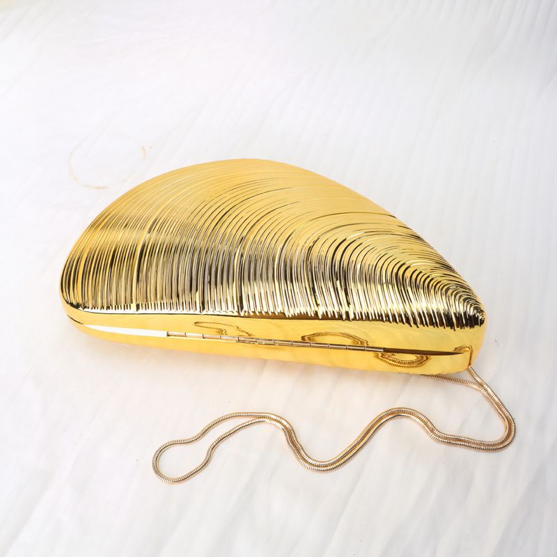 Borsa a tracolla in acrilico dorato con catena lucida, da donna, per abito da sera_voghion.com