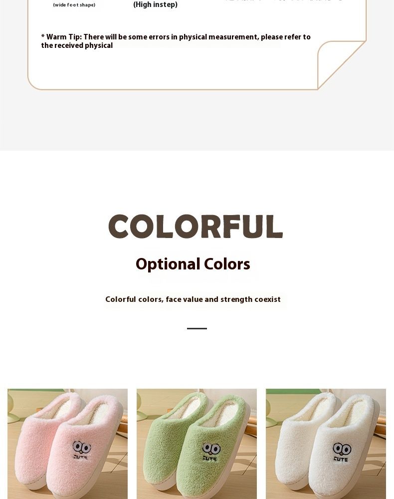 2024 New Cartoon Cute Plush Cotton Slippers for Couples in Autumn and Winter Indoor Home Warmth Thick Bottom_voghion.com
