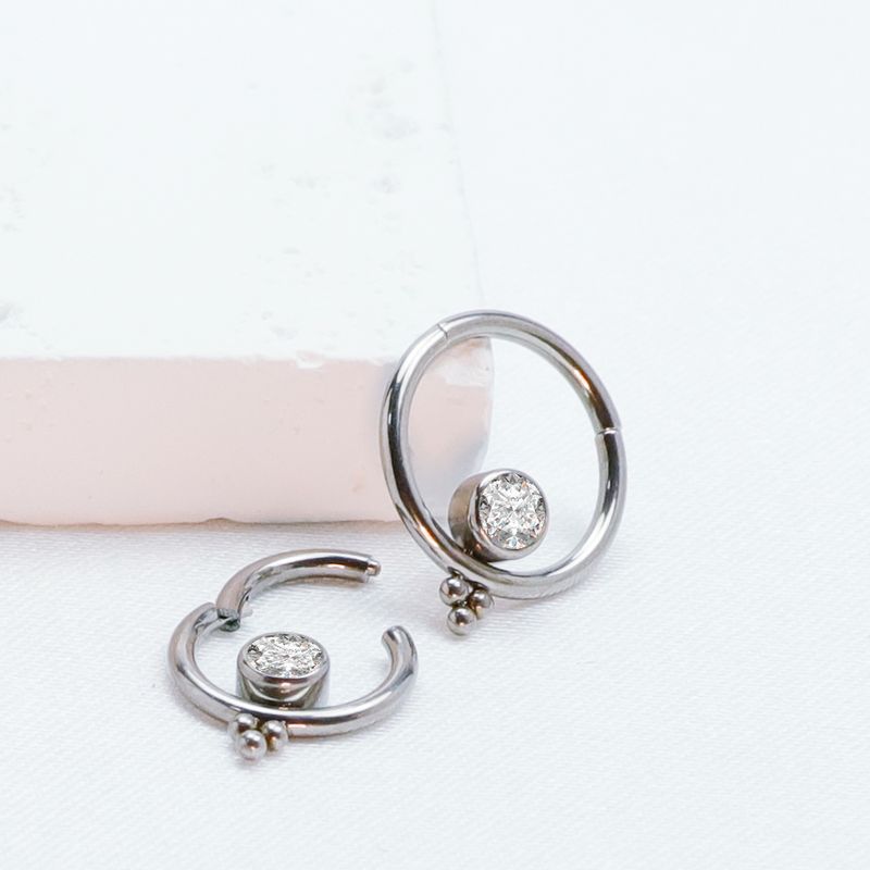 F136 Titanium Nose Rings Piercing industrial Tragus Clicker Hinged Segment Cartilage Helix Septum CZ Ear Cuffs Earrings Body Jewelry_voghion.com