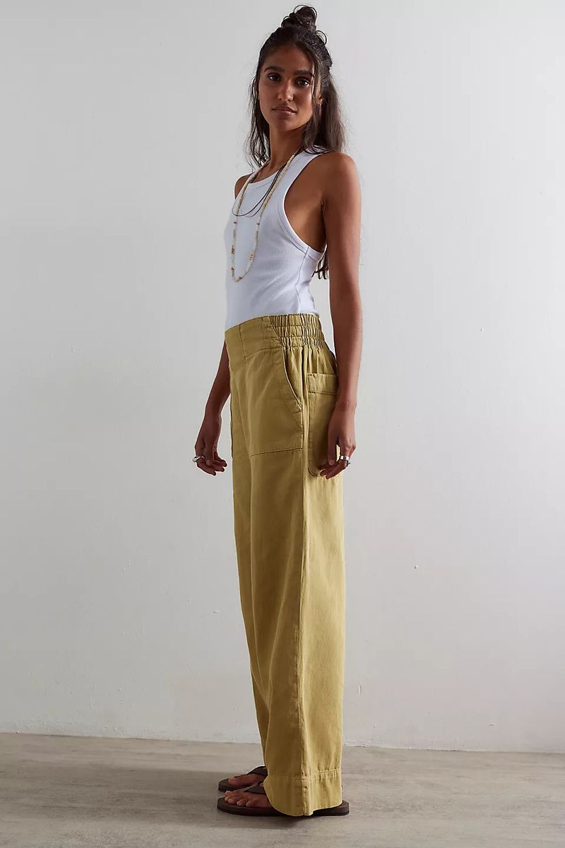 Pantaloni in denim larghi a vita bassa alla moda per donna - Comodi pantaloni elastici in vita, gamba dritta, stile streetwear_voghion.com