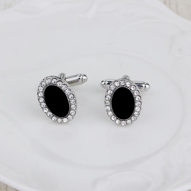 fashion geometric round men's French shirt alloy cufflinks_voghion.com