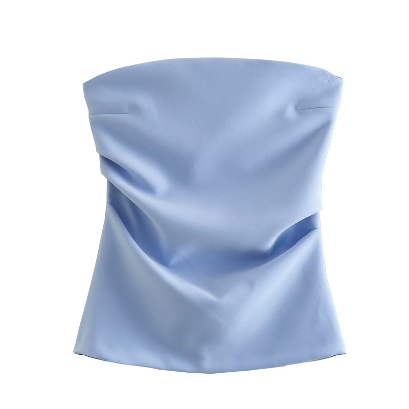 Damski top typu tuba, jednolity kolor, plisowany, dopasowany krój, kamizelka_voghion.com
