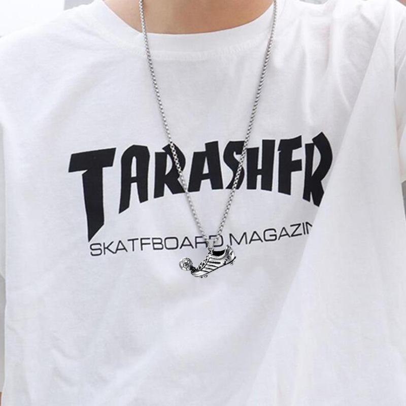 Men Hip hop Football Shoes Soccer Pendant Necklaces fashion Stainless Steel male charm pendants necklace HipHop jewelry gifts_voghion.com