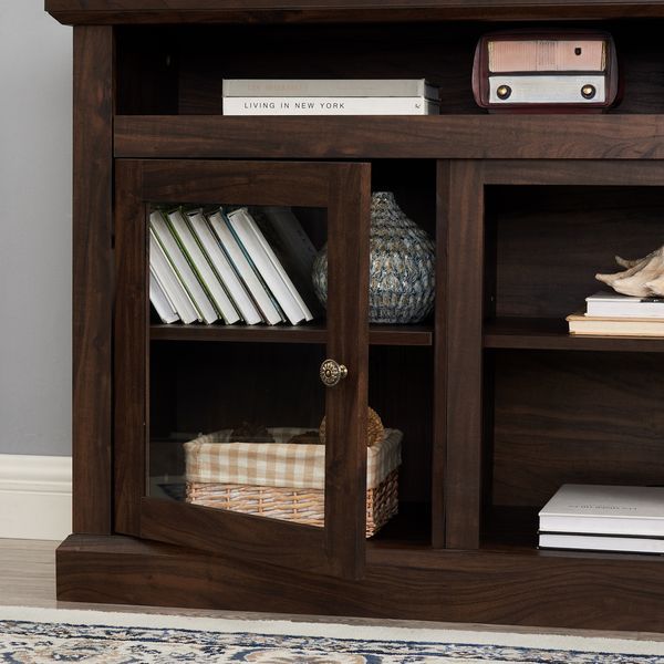 Contemporary TV Media Stand Modern Entertainment Console For TV Up To 65' With Open And Closed Storage Space, Brown, 60'W*15.75'D*29'H_voghion.com