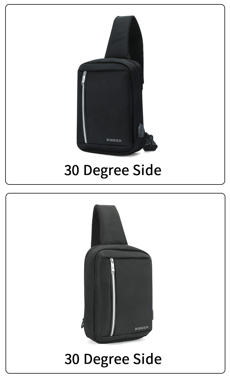Boiseen nuovo marsupio da uomo cross-border business grande capacità borsa a tracolla con cerniera borsa portaoggetti con ricarica USB all'ingrosso_voghion.com