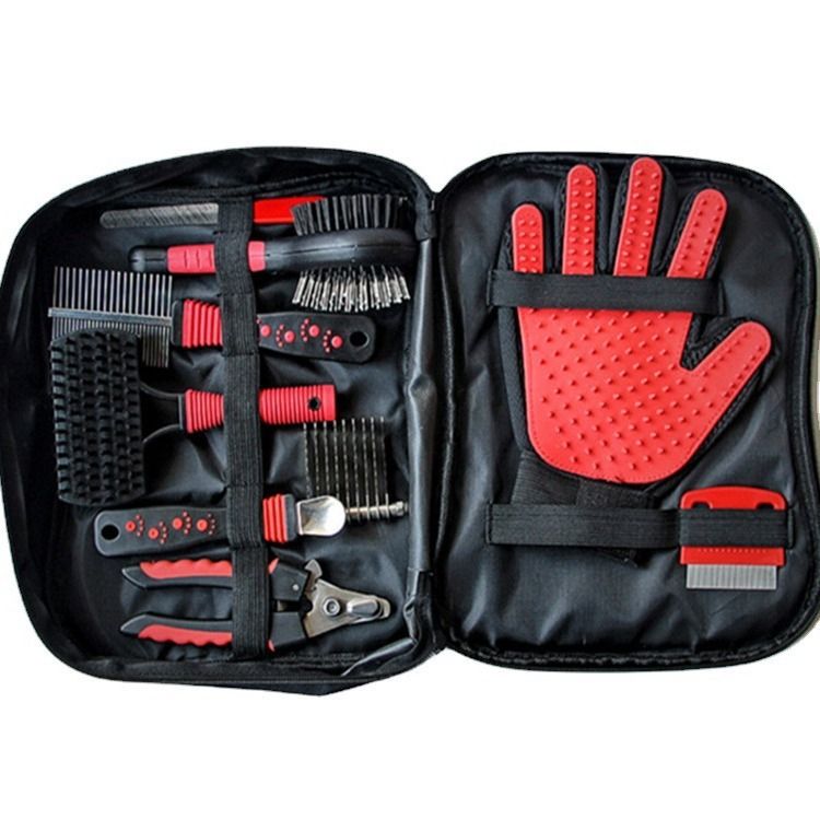 Conjunto de ferramentas de limpeza para luvas de animais de estimação, pente com nó, escova para remoção de pelos, cuidados com pelos, gato, cachorro, tosa, cortador de unhas, lima_voghion.com