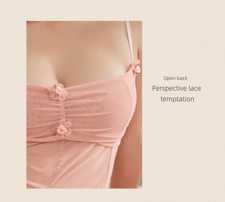 LuvBox Lingerie Sexy Strap Nightdress Pure Desire Small Chest Enhancing French Style See-through Passionate Temptation_voghion.com