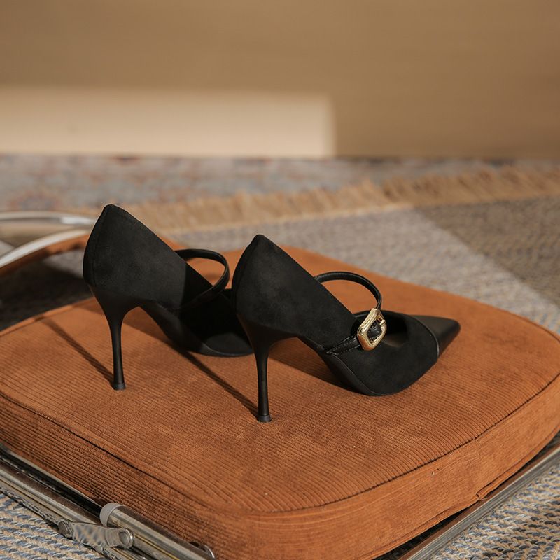 926 European And American Style Fashion 2024 New Versatile Elegant Color Block 's High Pumps Thin Heel Pointed Toe_voghion.com