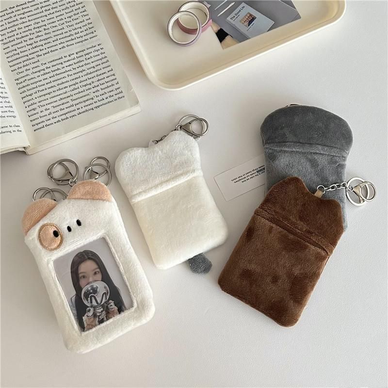 Bolsas femininas estilo original ins, filhote de cachorro fofo, porta-cartões de pelúcia, cartão de refeição do campus, cartão de ídolo, pingente para exibição de fotos_voghion.com