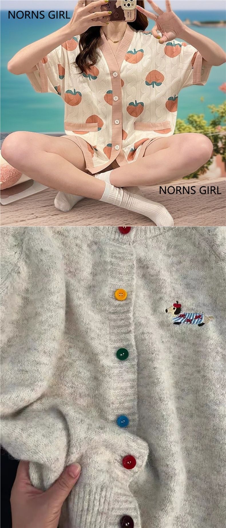 Mädchen-Strickjacke in Bonbonfarben für Frühling und Herbst mit Welpenstickerei, weicher, kuscheliger Mantel, süß und vielseitig_voghion.com