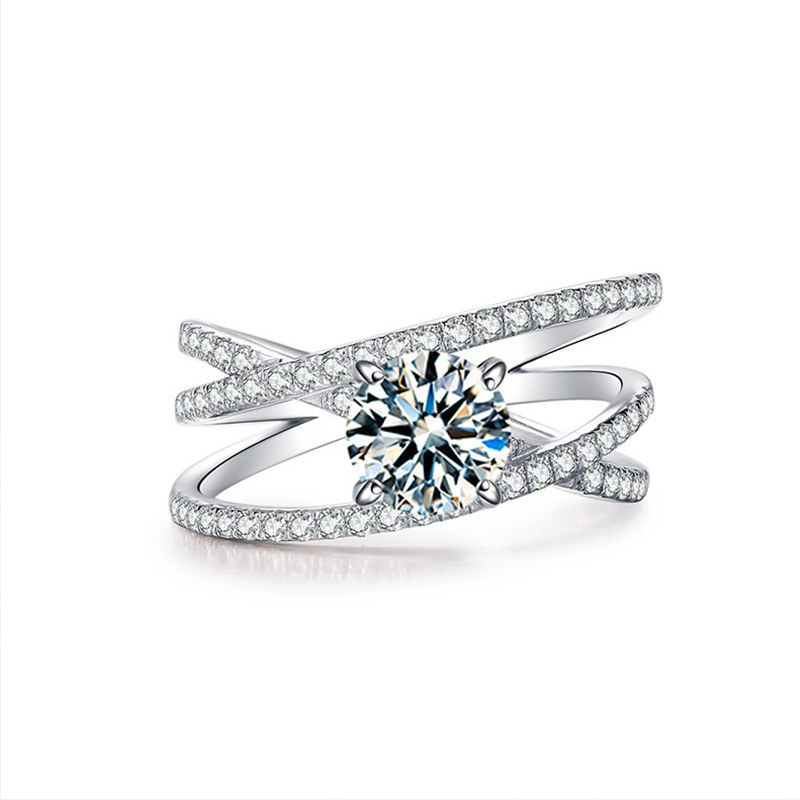 Anello nuziale Live Same Style Moissanite Eternal Love in rame e platino placcato con zircone simulato_voghion.com
