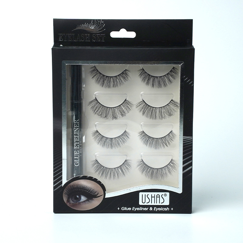 USHAS eyeliner gelpen Valse wimpers passen bij 3D nertsenhaar dikke krullende oogmake-up_voghion.com