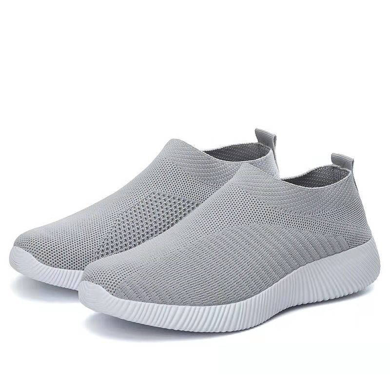 Plus Size Flyknit Dames 2024 Nieuwe Ademende Casual Elastische Sokken Lage Comfortabele Moederschoenen_voghion.com
