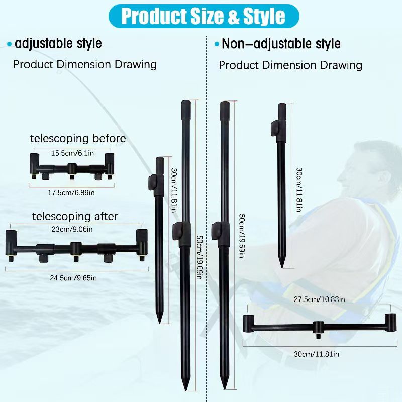 Combinazione di spina di terra per carpa in stile europeo Kudai Sea Supporto per canna orizzontale Dispositivo di allarme per pesca a cannone_voghion.com