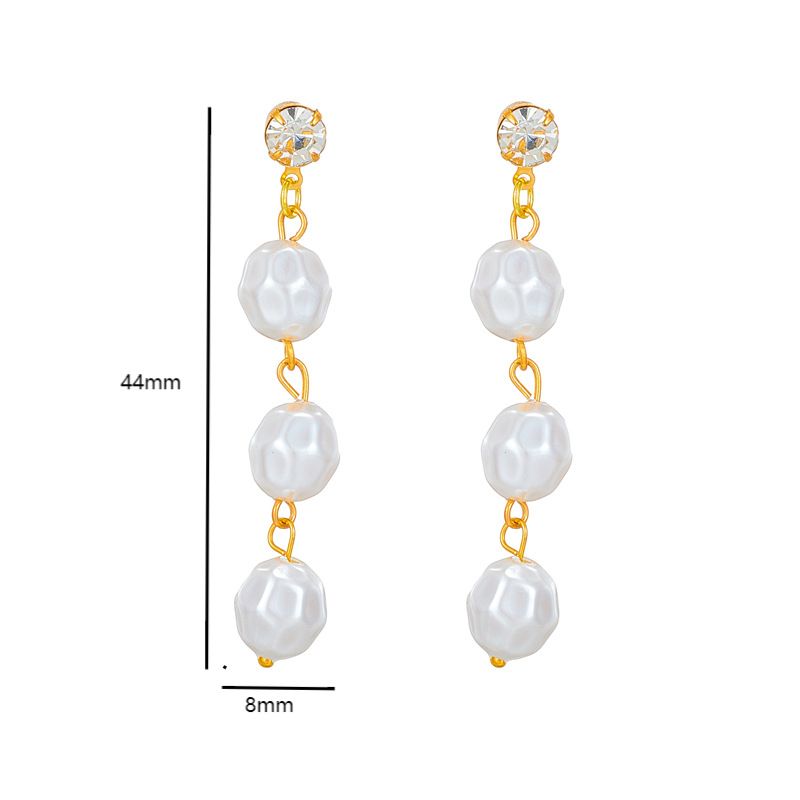 French shaped pearl earrings vintage fashion exaggerated earrings pearl earrings women_voghion.com