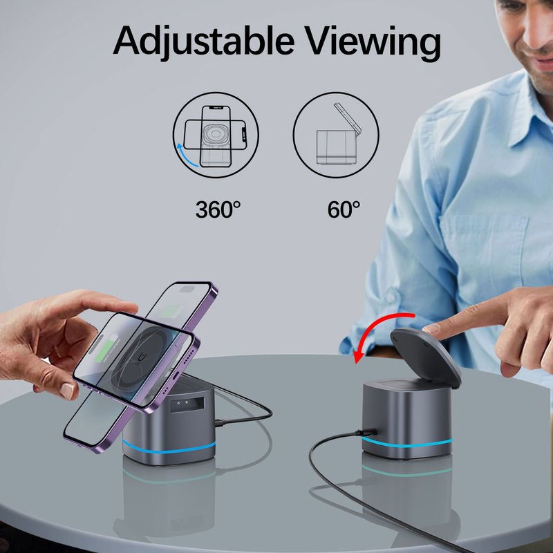 Încărcător wireless multifuncțional magnetic 3 în 1 H32 15W (gri)_voghion.com